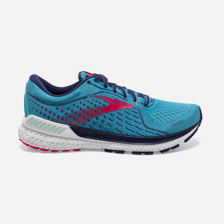 Brooks Women's Adrenaline Gts 21 Walking Shoes Singapore - Horizon/Blue Ribbon/Pink (65802-RQDI)